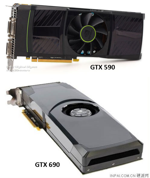 Фотография двухчиповой видеокарты GeForce GTX 690